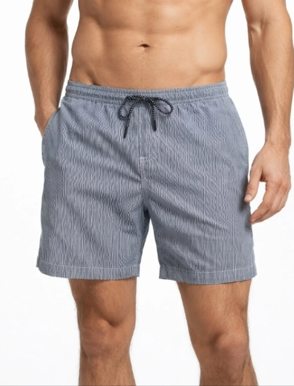 Nordstrom Pinstripe Swim Trunks Navy White XL